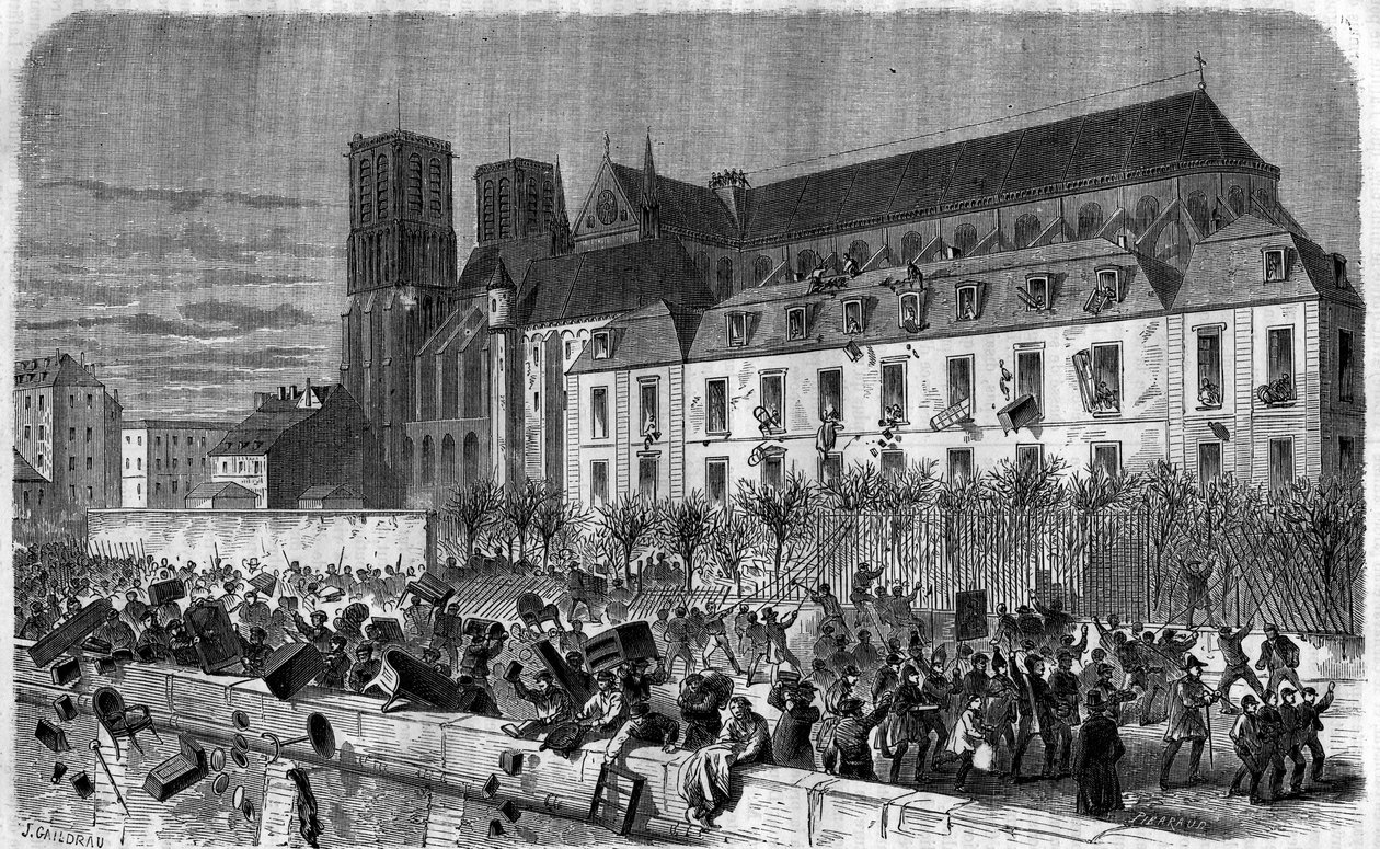 Revolution von 1830: Plünderung des Erzbischofspalastes in Paris am 15. Februar von Unknown artist