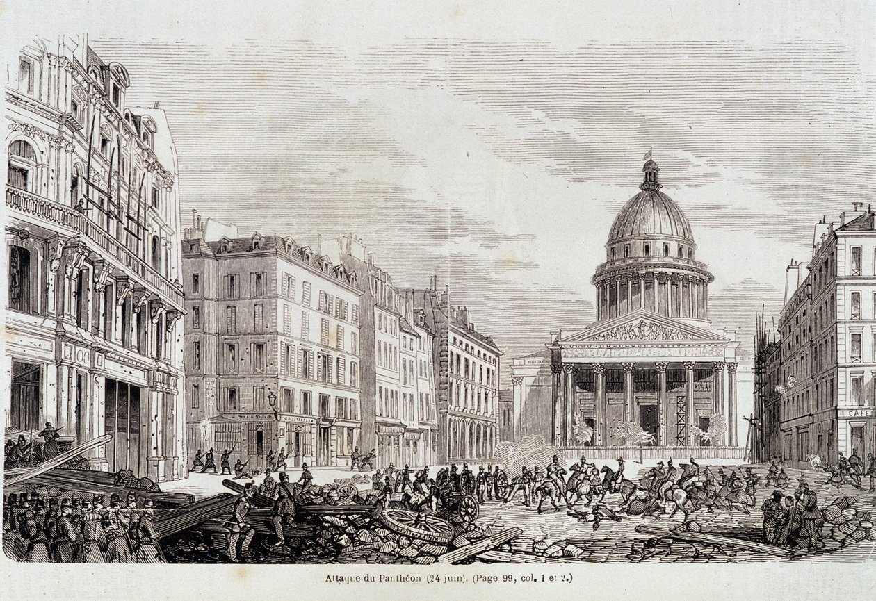 Revolution von 1848: Angriff auf das Pantheon am 24. Juni 1848 - in „Zeitgenössische Volksgeschichte“ von Unknown artist