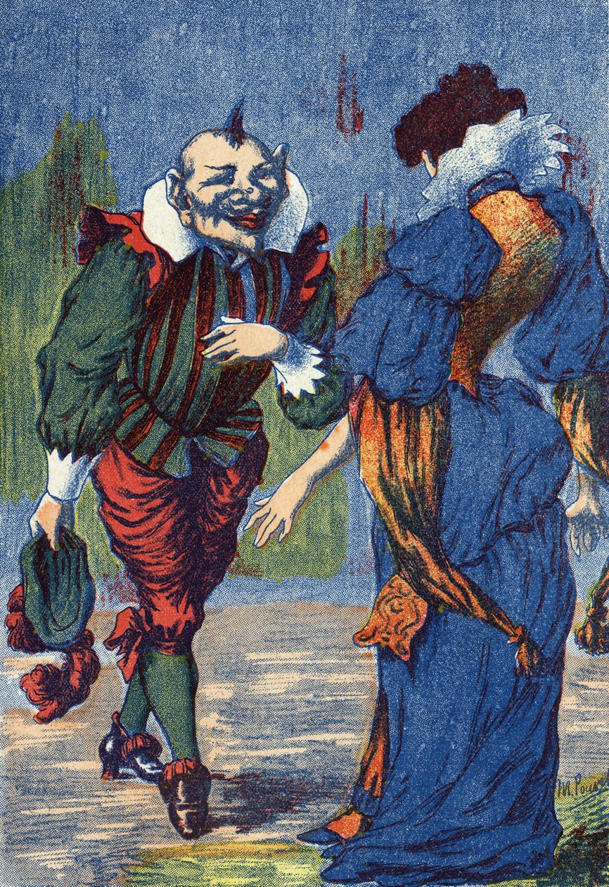 Riquet stellt sich der Prinzessin erneut vor. Illustration für „Riquet mit der Locke“, Märchen von Charles Perrault (1628-1703), französischer Schriftsteller. Anonyme Illustration. Bild von Marcel Vagne, Jarville Nancy, undatiert (spätes 19. Jahrhundert) von Unknown artist