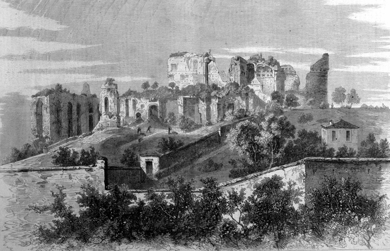 Rom, Blick auf den Palatin und die Ruinen des Palastes der Cäsaren. von Unknown artist