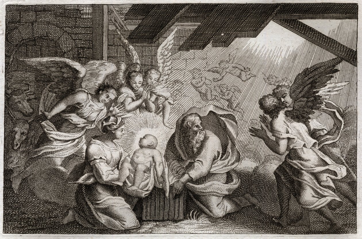 Bibel von Royaumont, Neues Testament: Die Geburt Christi. Illustration von 1811 von Unknown artist