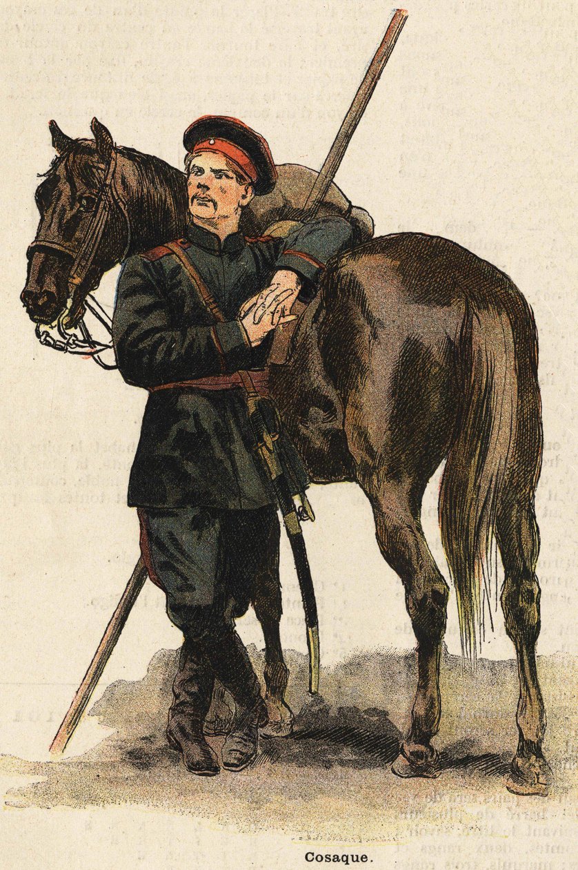 Russische Kosakenkostüme. Gravur des 19. Jahrhunderts. Bianchetti-Sammlung von Unknown artist