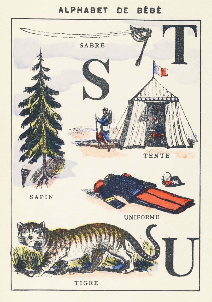 S T U: Säbel, Tanne, Zelt, Tiger, Uniform von Unknown artist