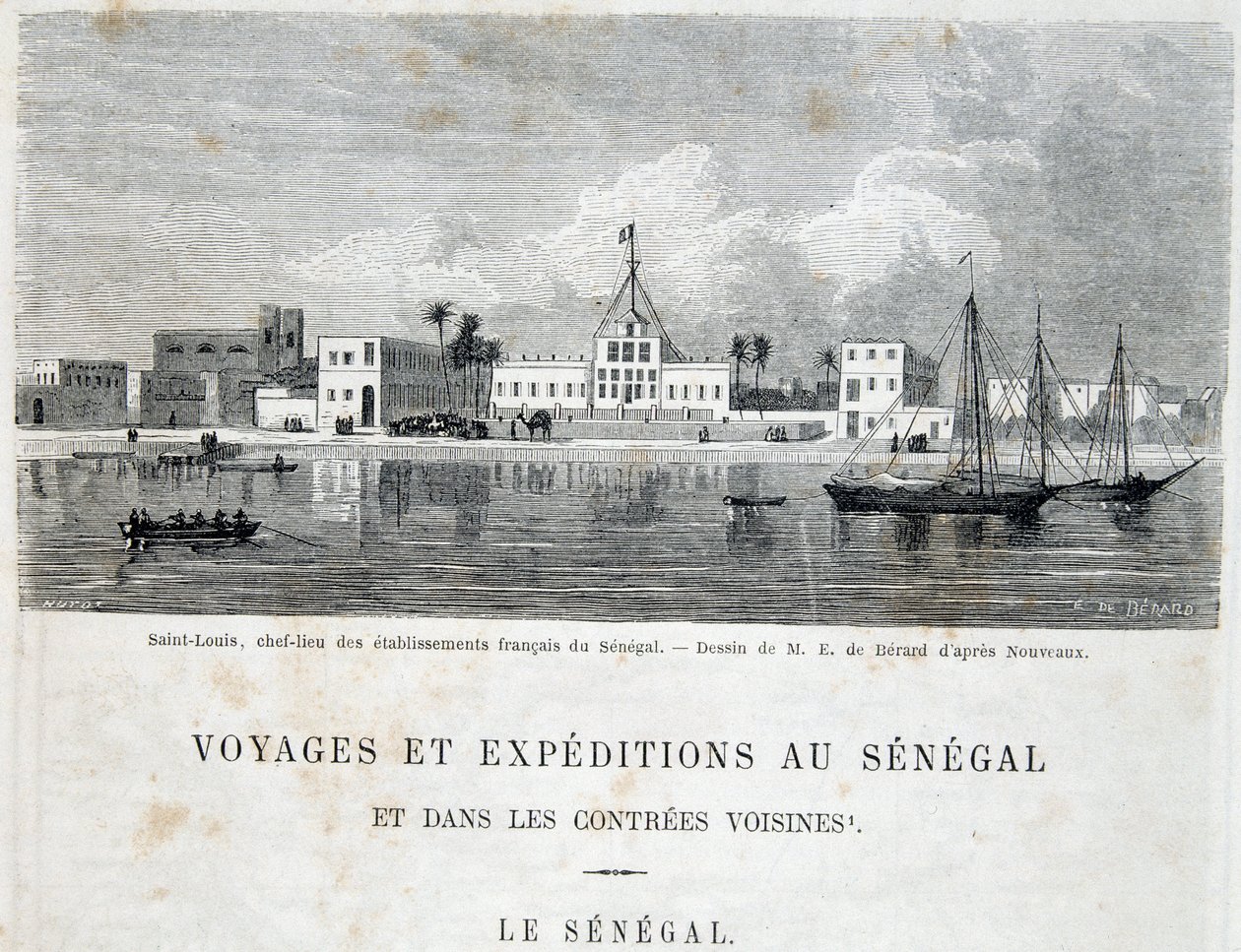 Saint-Louis, Hauptstadt der französischen Niederlassungen im Senegal - in „Voyage et voyages au Sénégal“ in Tour du Monde, 2. Trim. 1861 von Unknown artist
