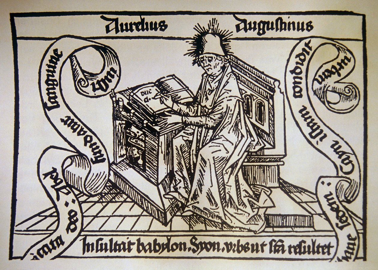 Heiliger Augustinus, aus „De civitate dei“ (Die Stadt Gottes) von Heiliger Augustinus von Hippo (354-430) von Unknown artist