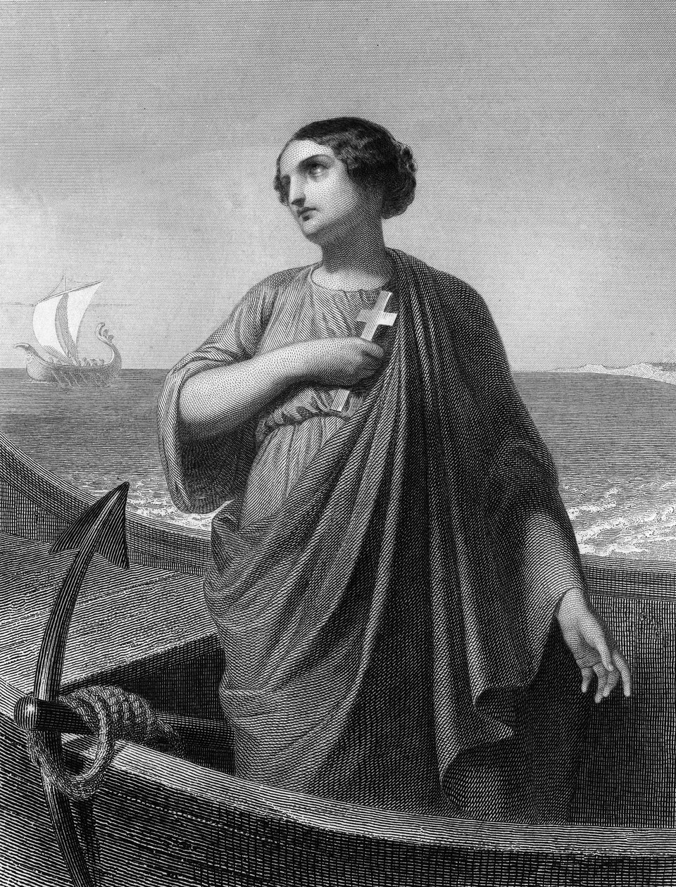 Heilige Paula. Römische Patrizierin (347-404) in „Die Heiligen Frauen“. 1852 von Unknown artist