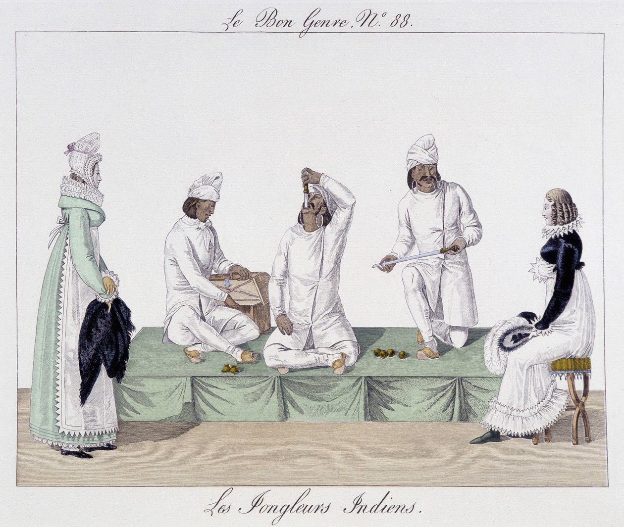 Gaukler: Indische Jongleure, Messerschlucker - in "The Good Kind", Anfang des 19. Jahrhunderts von Unknown artist
