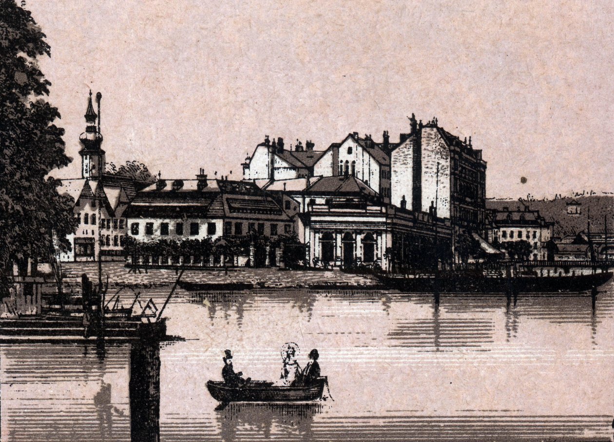 Region Salzkammergut, Österreich: Blick auf das Casino in Gmunden. in „Die Welt illustriert 168 Ansichten“. Undatiert (spätes 19. Jahrhundert) von Unknown artist