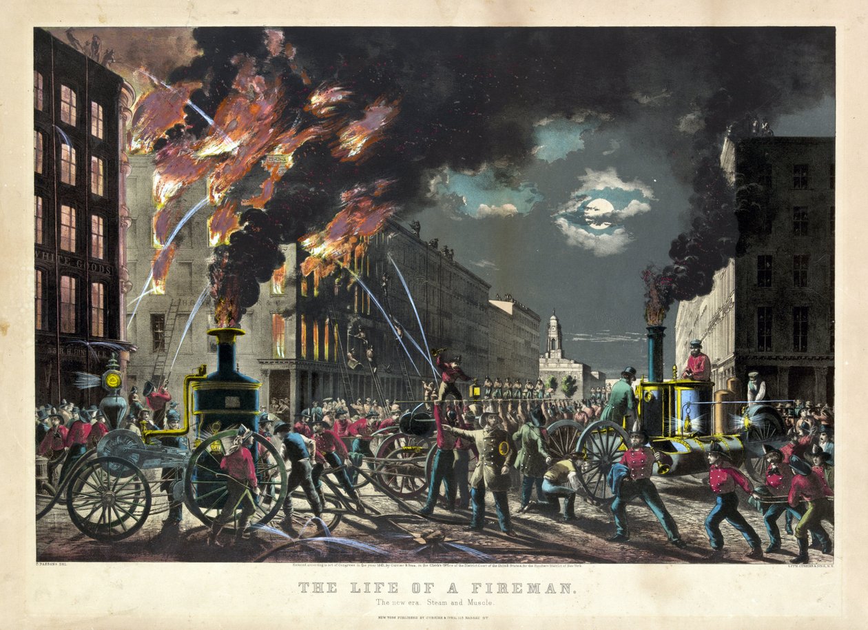 Szene aus dem Alltag amerikanischer Feuerwehrleute von Unknown artist