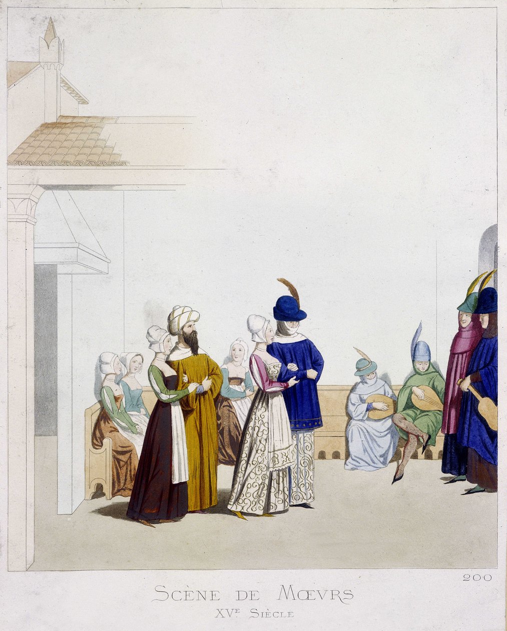 Sittenszene: Karnevalsszene - basierend auf einem italienischen Manuskript aus dem 15. Jahrhundert, Arts Deco von Unknown artist