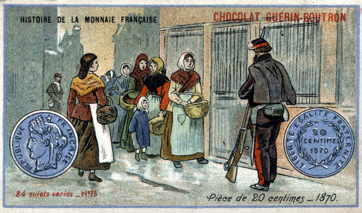 Serie Histoire de la Monnaie Française veröffentlicht von Chocolat Guérin Boutron. 20-Cent-Münze von 1870 von Unknown artist
