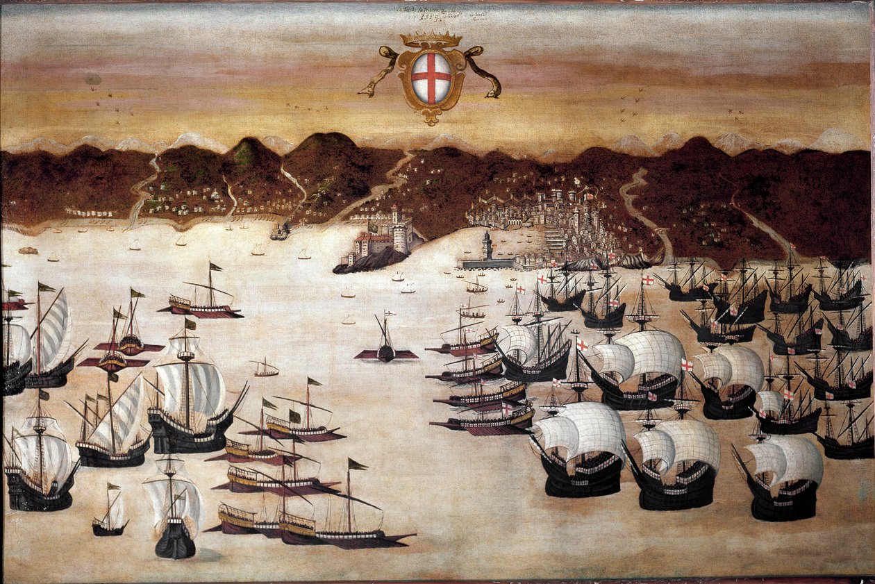 Schiffe im Hafen von Genua (16. Jahrhundert) von Unknown artist