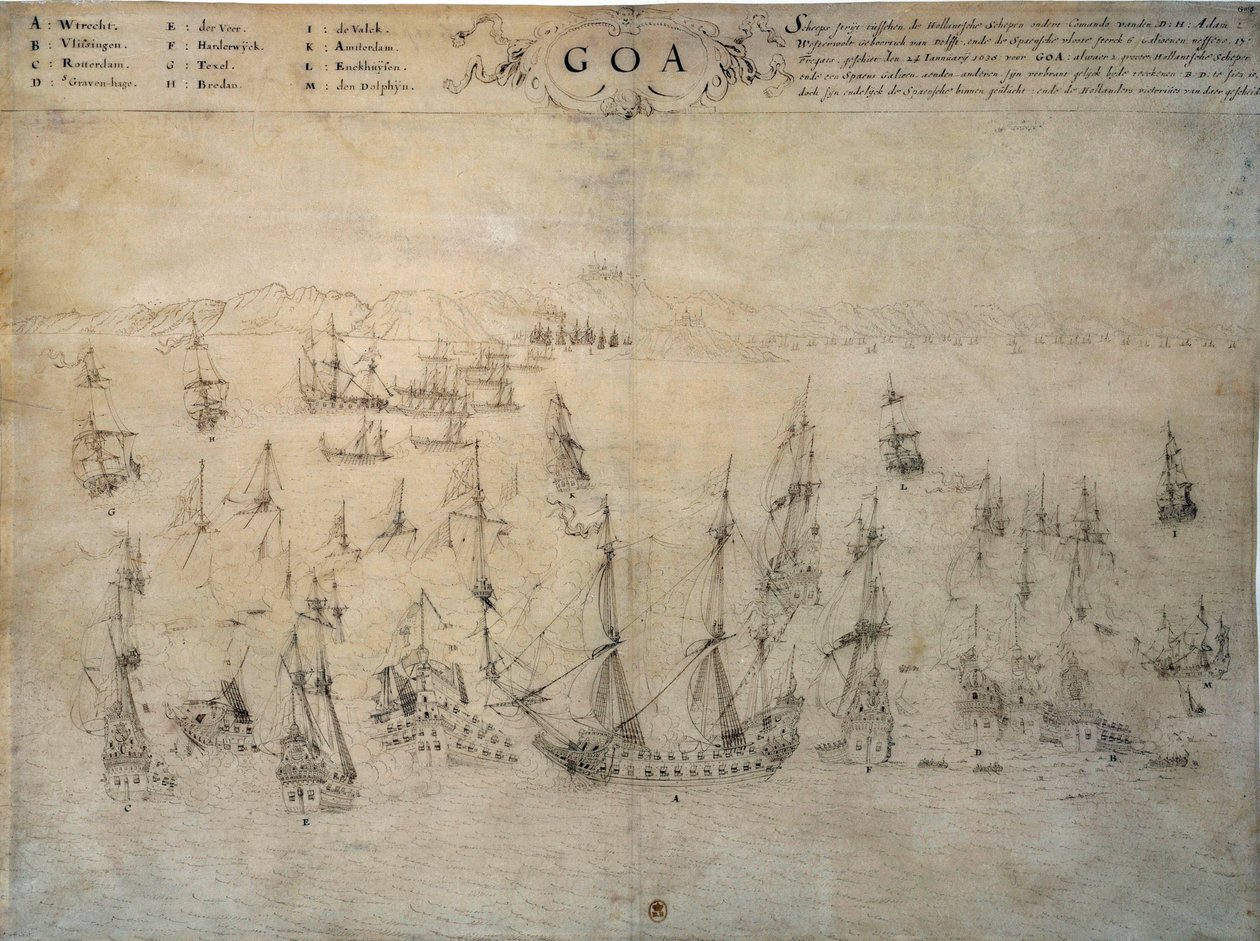 Belagerung von Goa, portugiesische Kolonie, durch die niederländische Flotte zwischen 1603 und 1639 von Unknown artist