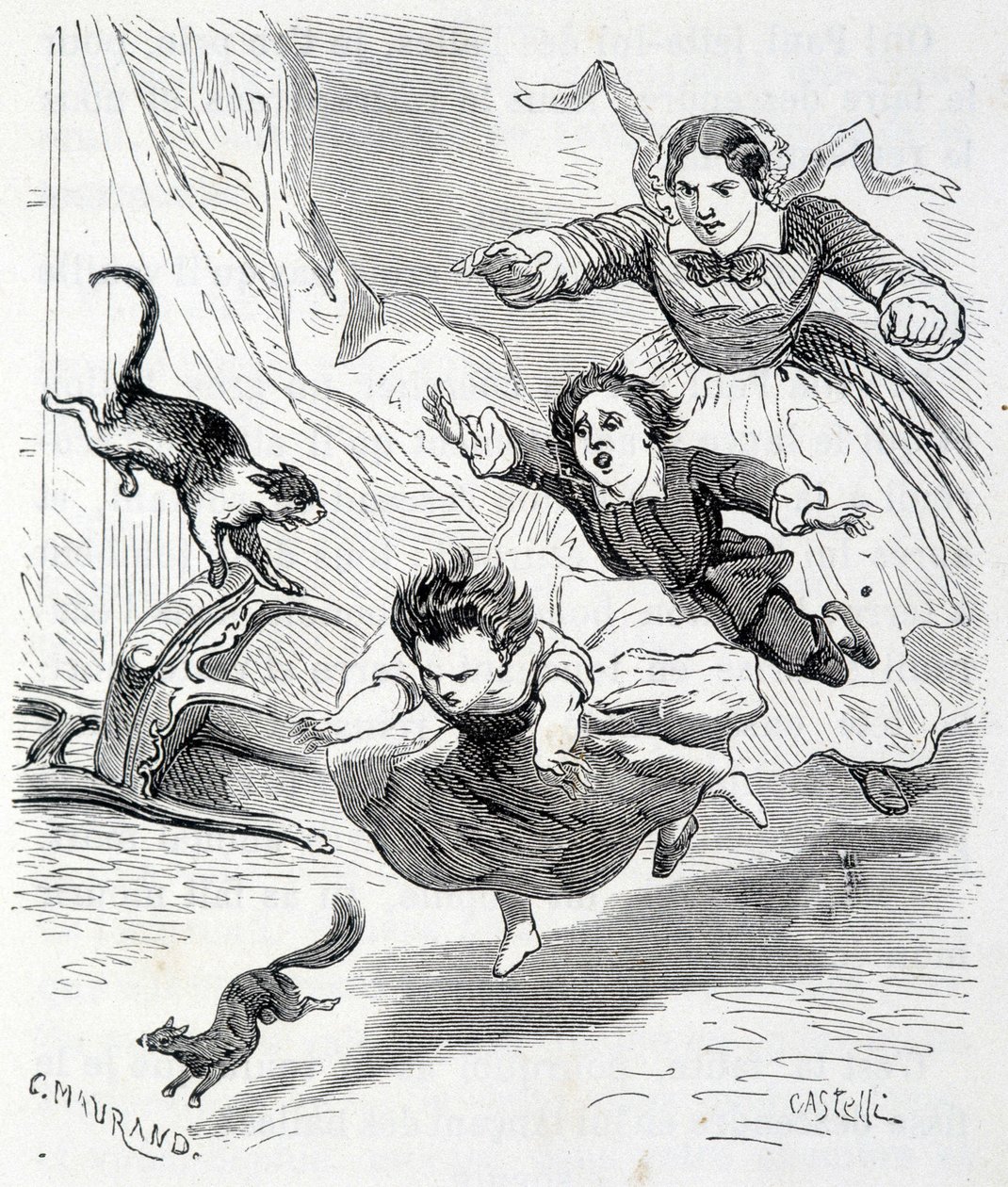 Sophie und das Eichhörnchen - in „Die Leiden der Sophie“ von der Gräfin von Ségur, Hachette von Unknown artist