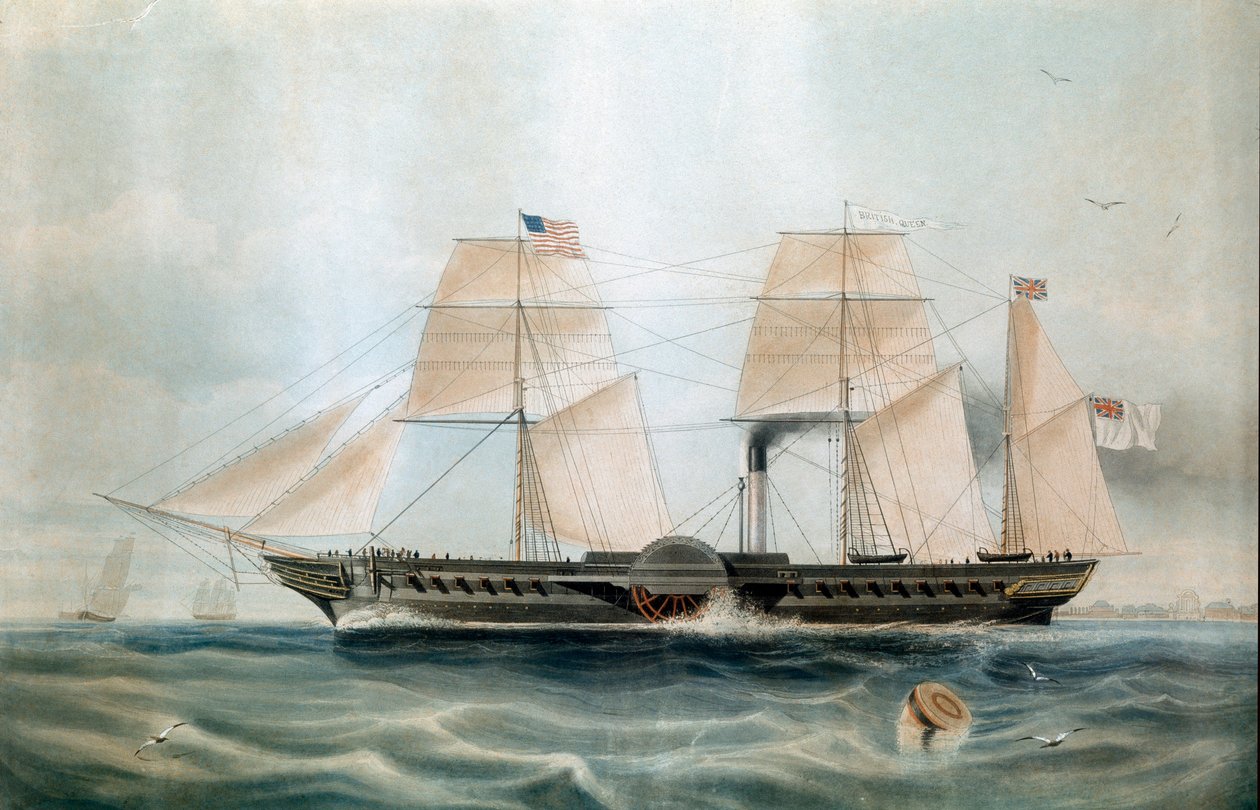 Dampfer British Queen im Jahr 1840 (19. Jahrhundert Druck) von Unknown artist