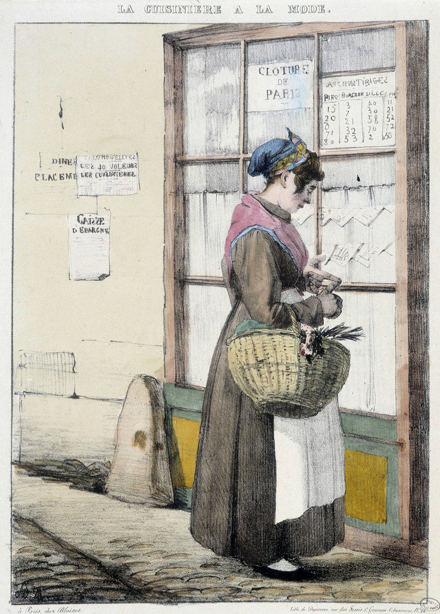 Ofen mit Geld für Einkäufe - Gravur von Unknown artist