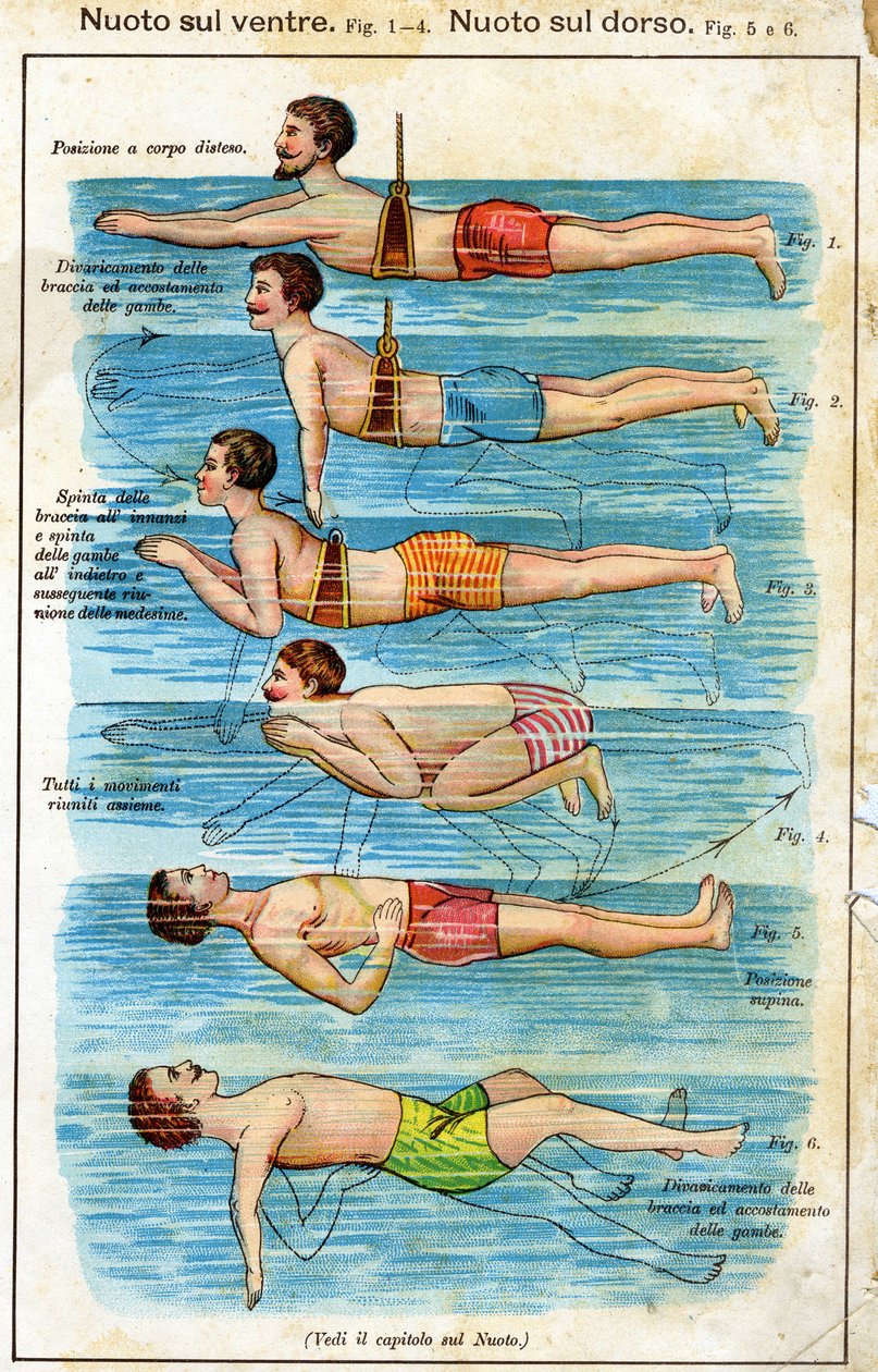Bauchschwimmen - in Bilz, Naturheilkunde, Ende des 19. Jahrhunderts von Unknown artist