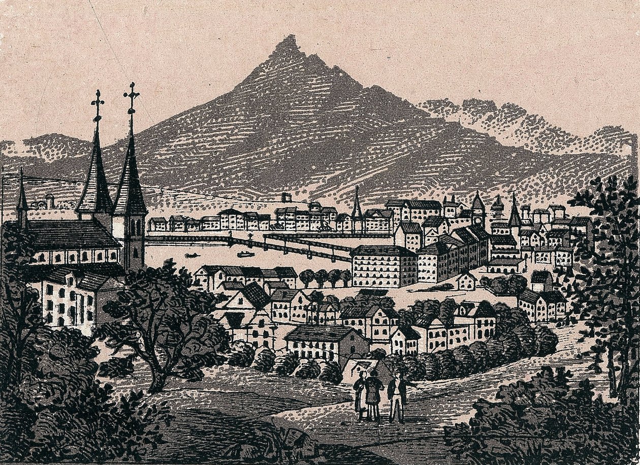 Schweiz: Blick auf die Stadt Luzern von Unknown artist