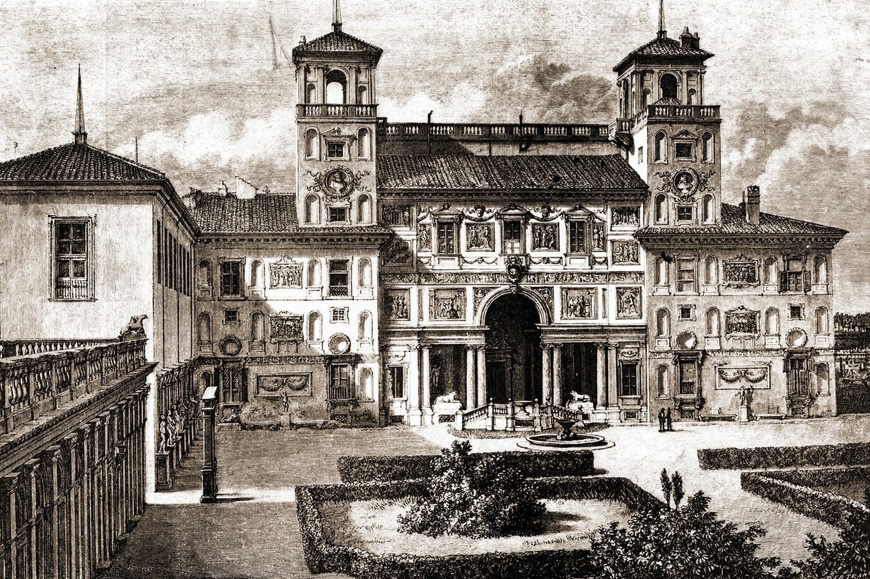 Terrasse und Fassade der Villa Medici. Reise von Francis Wey 1864-1869 in Tour du monde 1870 1. Semester. von Unknown artist