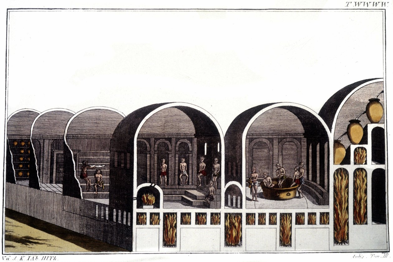 Die Caracalla-Thermen in Rom. Gravur Anfang des 19. Jahrhunderts von Unknown artist