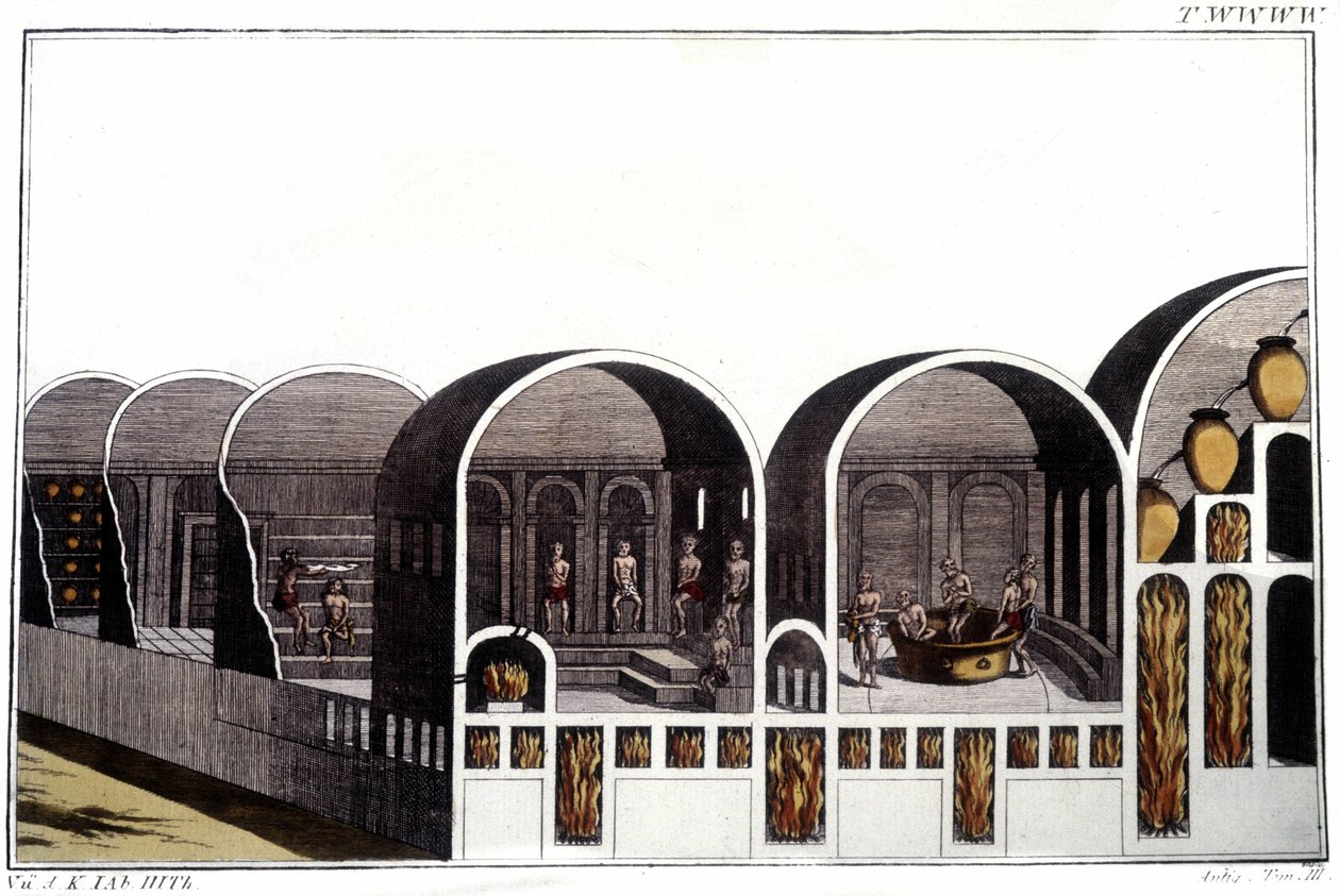 Die Caracalla-Thermen in Rom. Gravur aus dem frühen 19. Jahrhundert von Unknown artist