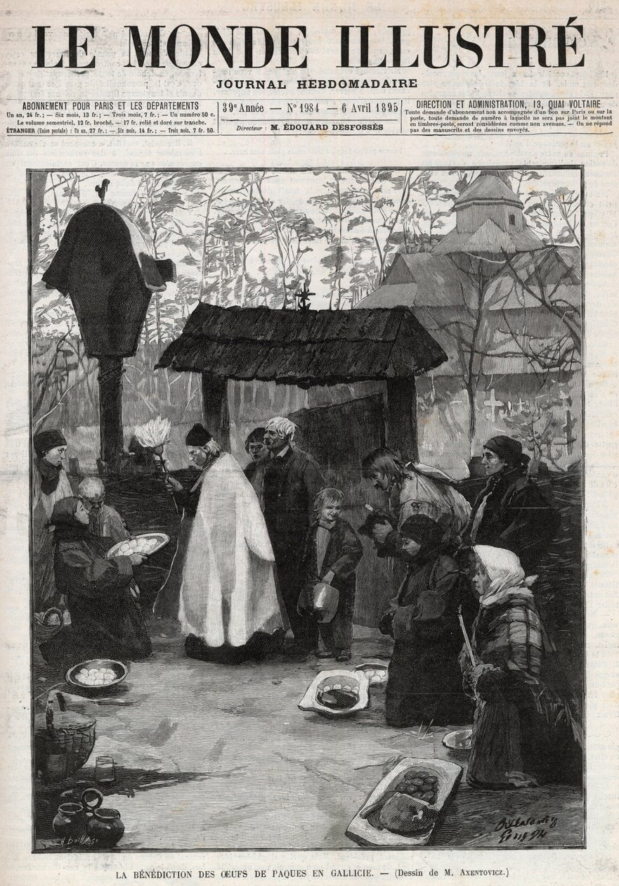 Die Segnung der Ostereier in Galizien (Kleinrussland) - Gravur in „The Illustrous World“ von 1895 von Unknown artist