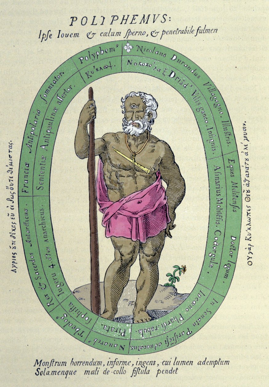 Der Zyklop Polyphem (Polyphemus), Satire gegen Nicolas Durand de Villegagnon, französischer Militär und Entdecker (1510-1571) von Unknown artist