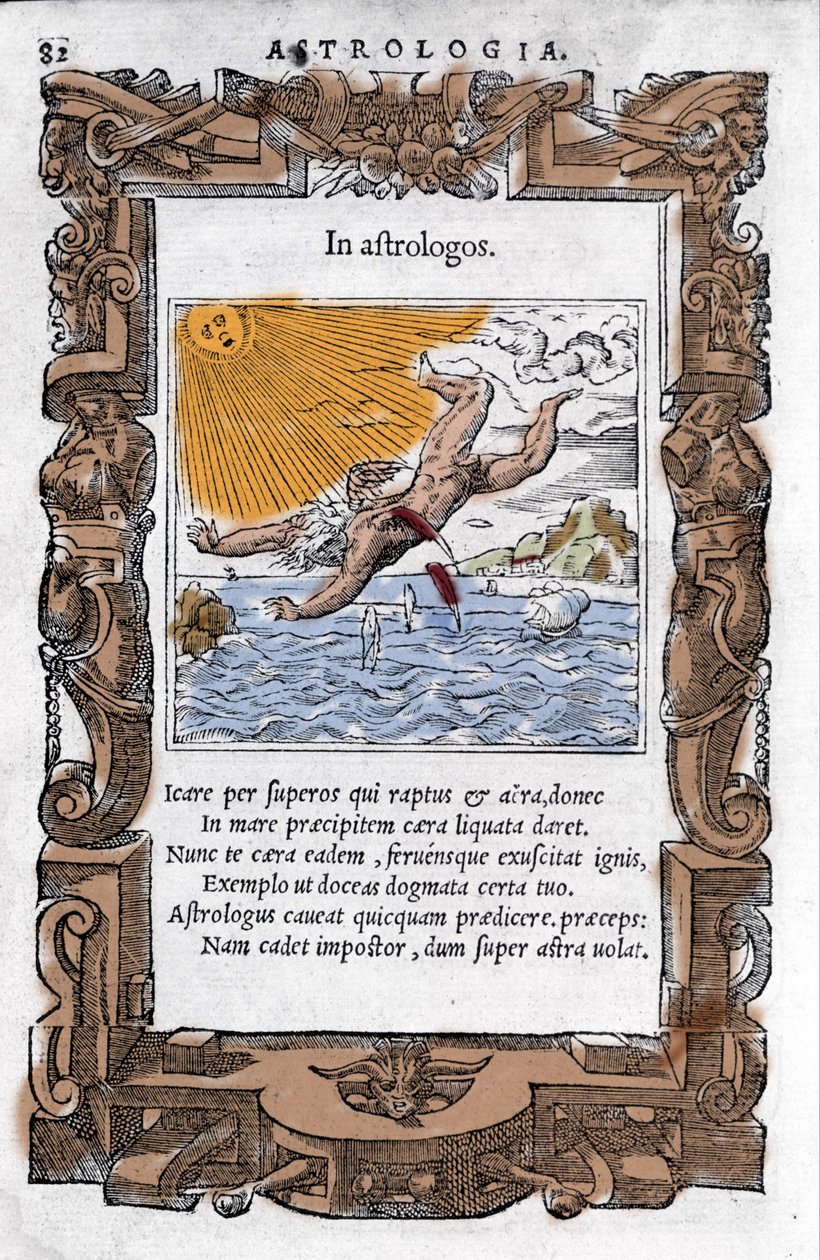 Der Sturz des Ikarus - Der Sturz des Ikarus. Farbige Xylographie des 16. Jahrhunderts von Unknown artist