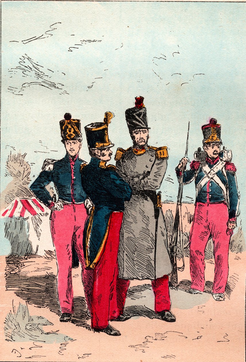 Die französische Armee unter der Herrschaft von Louis Philippe von 1830 bis 1848 - Linie - Gravur von 1882 in „Histoire de dix ans: 1830-1840“ Louis-Blanc (1811-1882) von Unknown artist