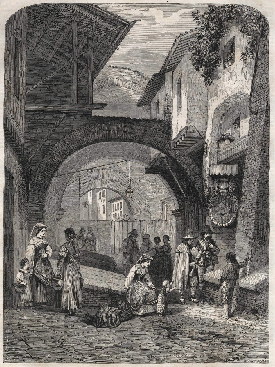 Das Ghetto in Rom im 19. Jahrhundert, Gravur von Unknown artist