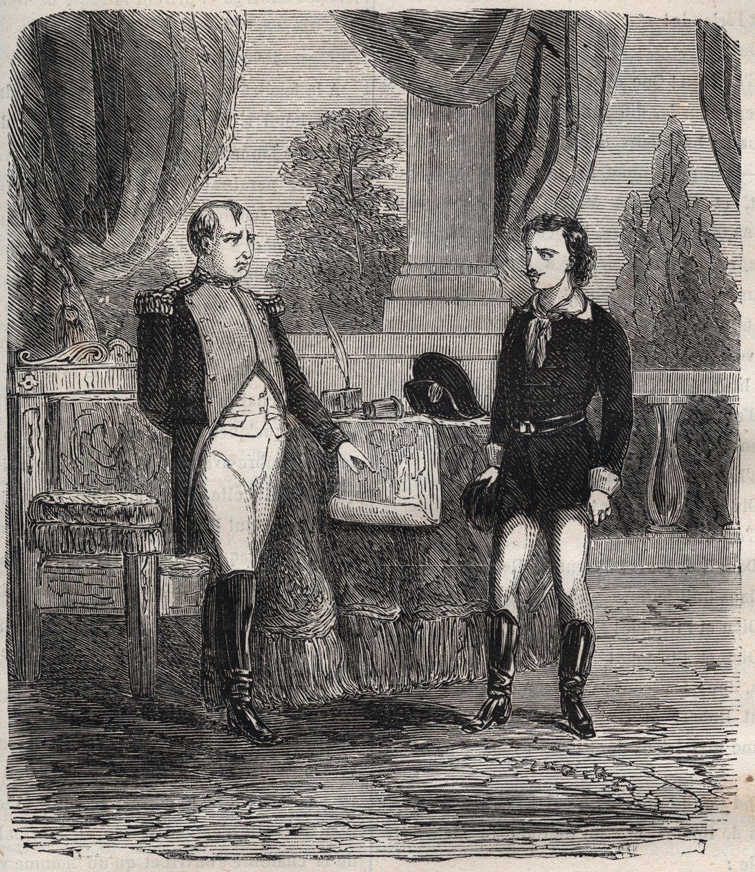 Das Verhör von Friedrich Stabs nach seinem gescheiterten Attentatsversuch auf Napoleon I. - Friedrich (Friedrich) Staps wird von Napoleon verhört, ein junger Deutscher, der am 12. Oktober versucht hat, Napoleon zu ermorden von Unknown artist