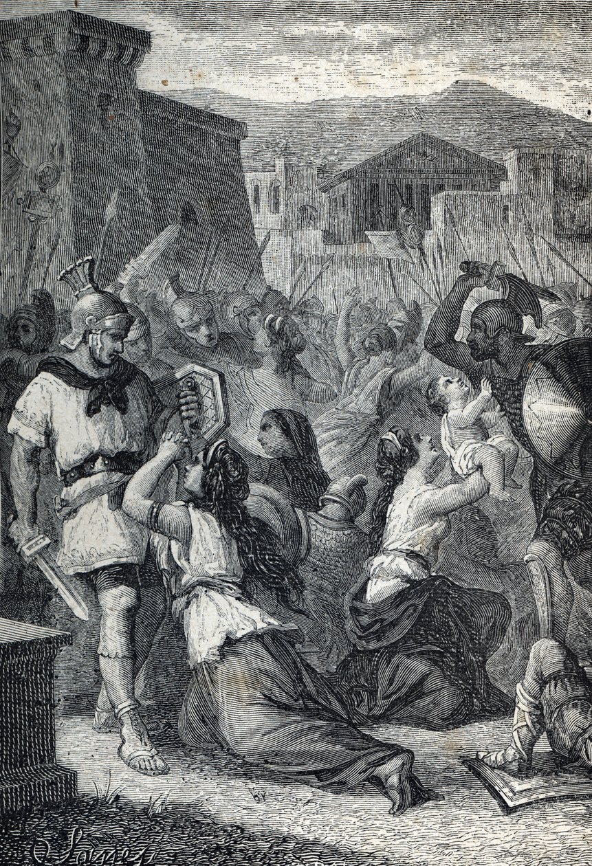 Die Intervention der Sabinerinnen. Stich 1884 von Unknown artist