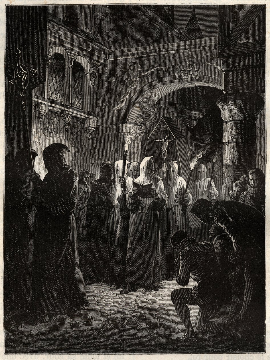 Der König von Frankreich Heinrich III. im weißen Büßergewand - Prozession der Bruderschaft, die vom König am 23.03.1585 eingesetzt wurde von Unknown artist
