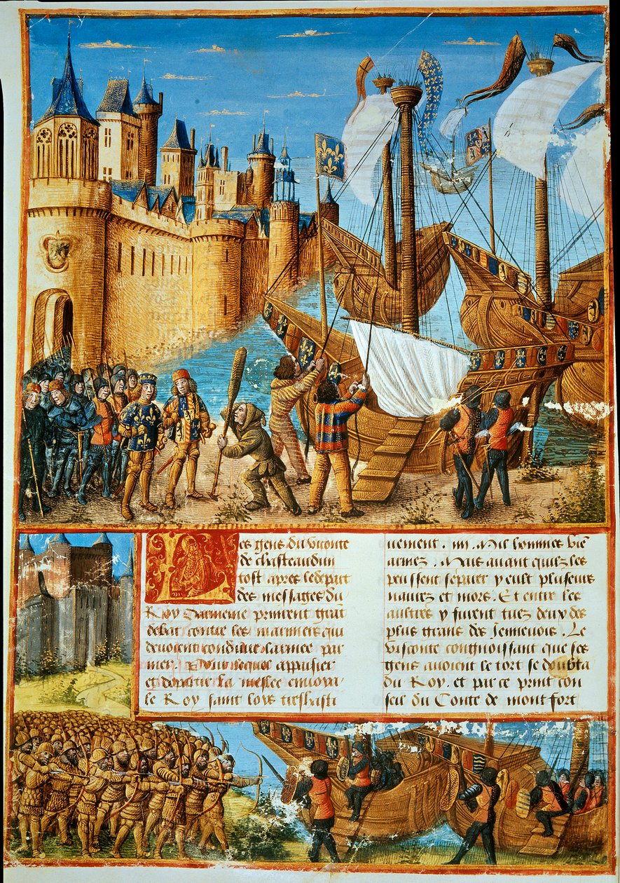 Der König von Frankreich Ludwig IX. (Saint Louis) beim Aufbruch zum siebten Kreuzzug von Unknown artist