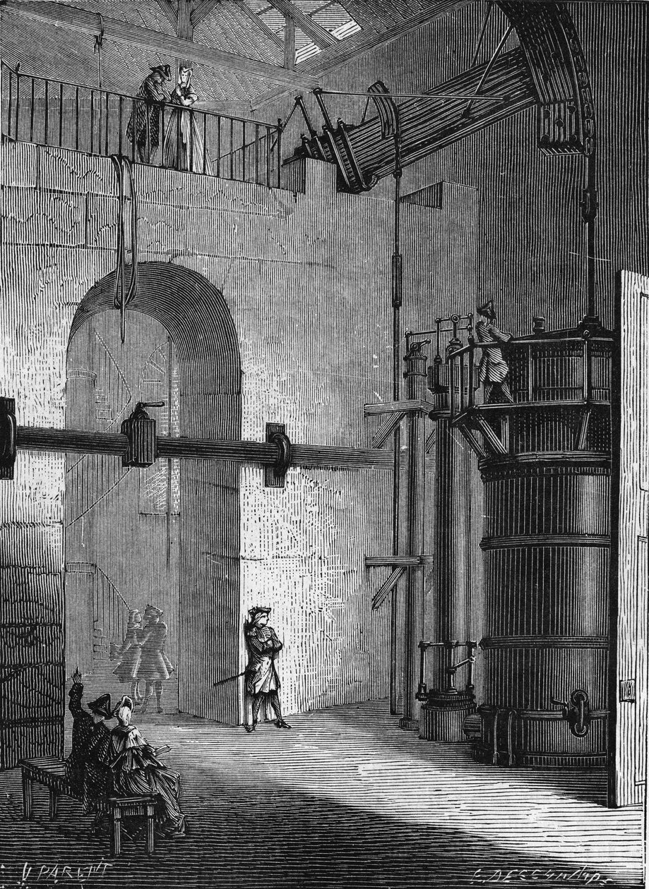 Der Marquis de Jouffroy (1751-1832) studierte die Feuerpumpe von Chaillot, um sie auf die Schifffahrt anzuwenden. In „Album de la Science“, Éditions Jouvet. von Unknown artist
