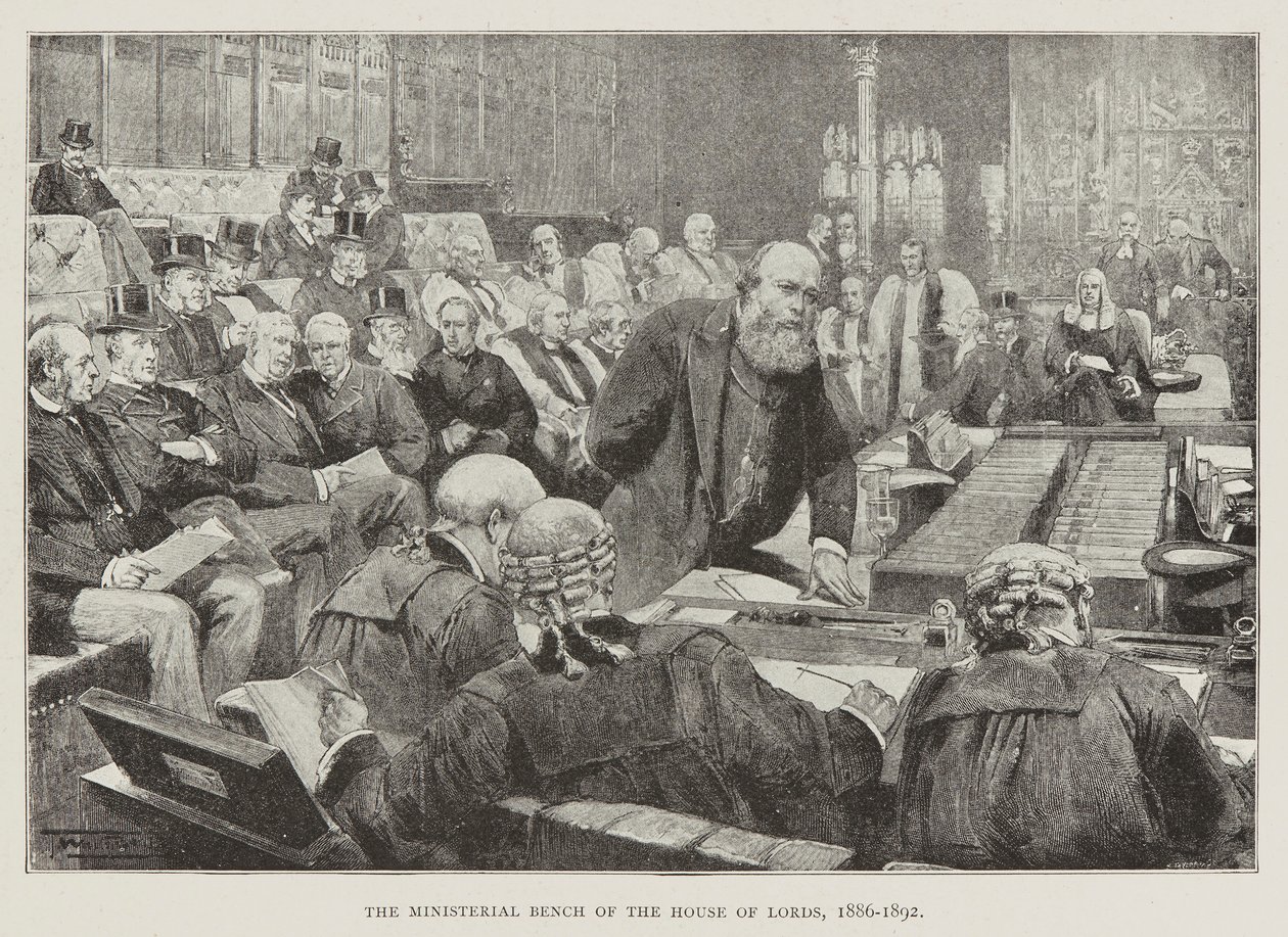 Die Ministerbank des House of Lords von Unknown Artist
