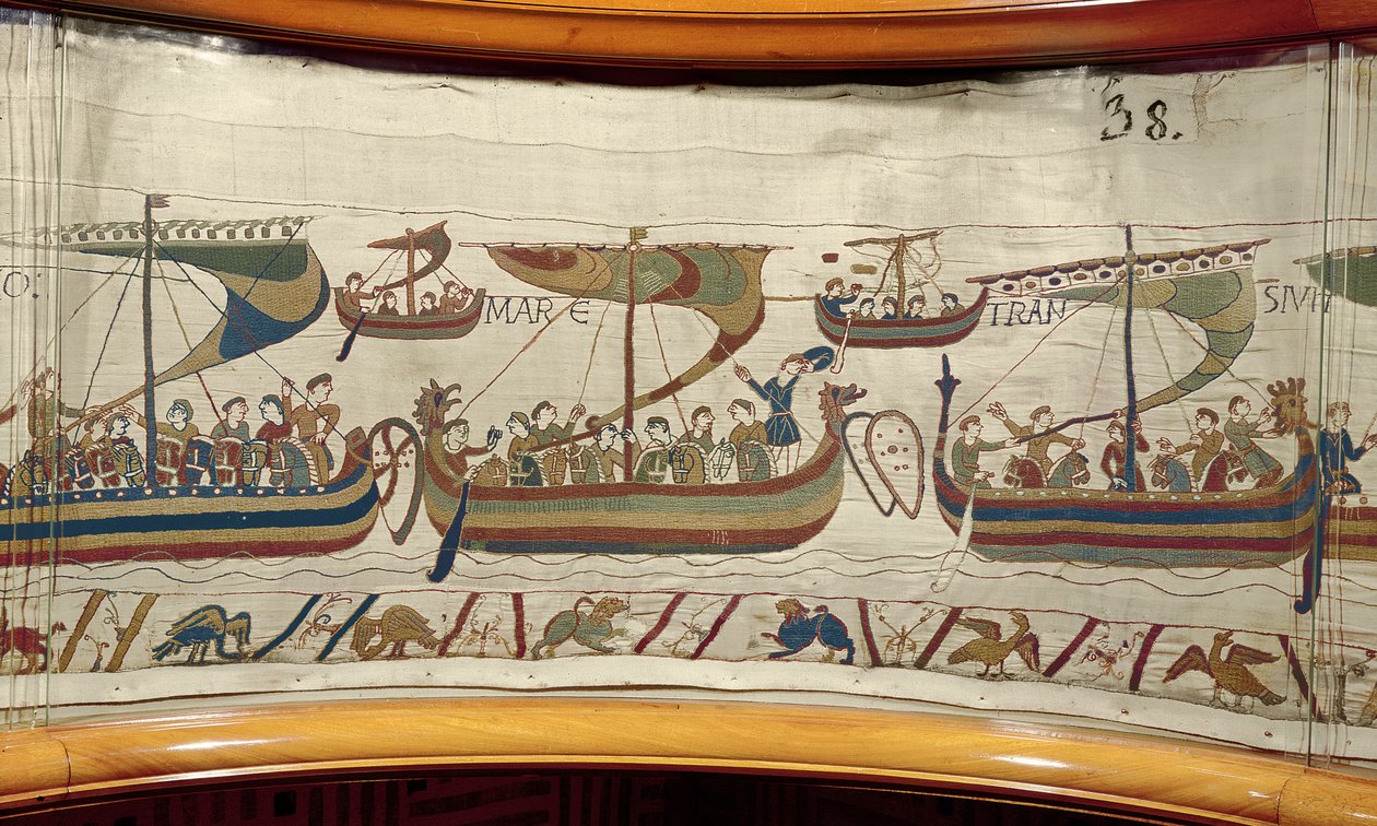 Die normannische Invasionsflotte überquert den Kanal, Teppich von Bayeux von Unknown artist