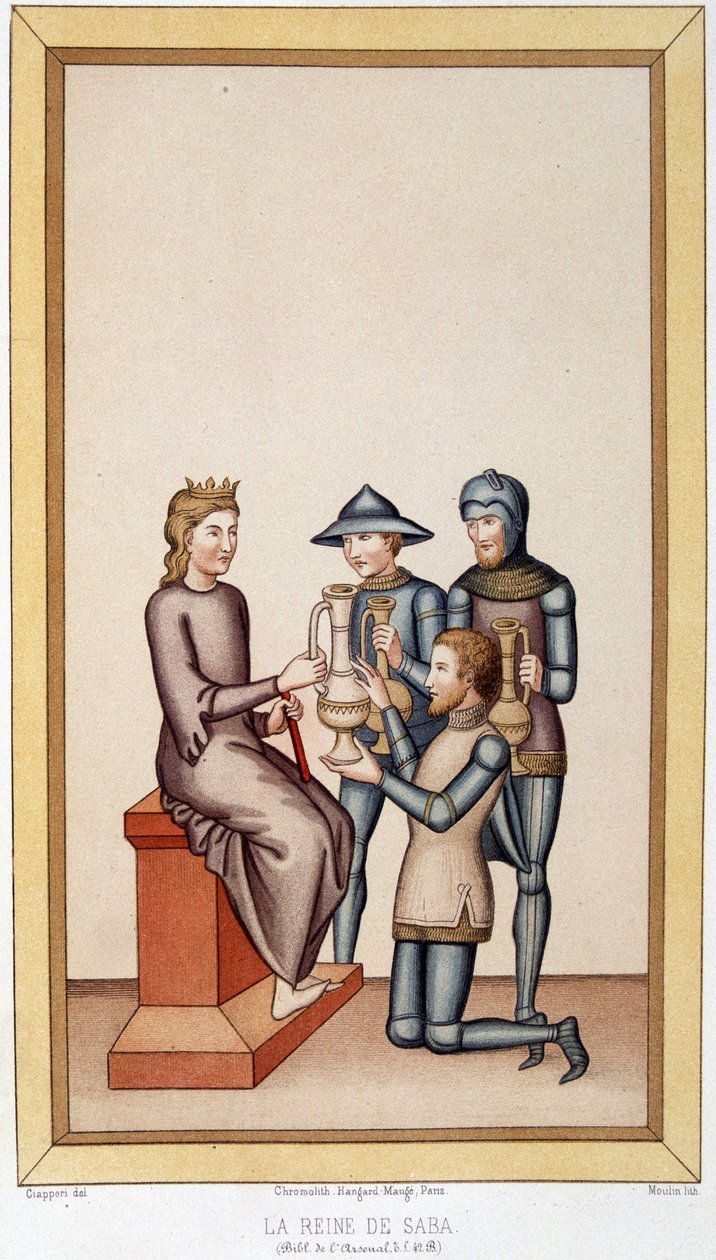 Die Königin von Saba - in „Sumptuary Arts, Geschichte des Kostüms und der Möbel“ von Unknown artist