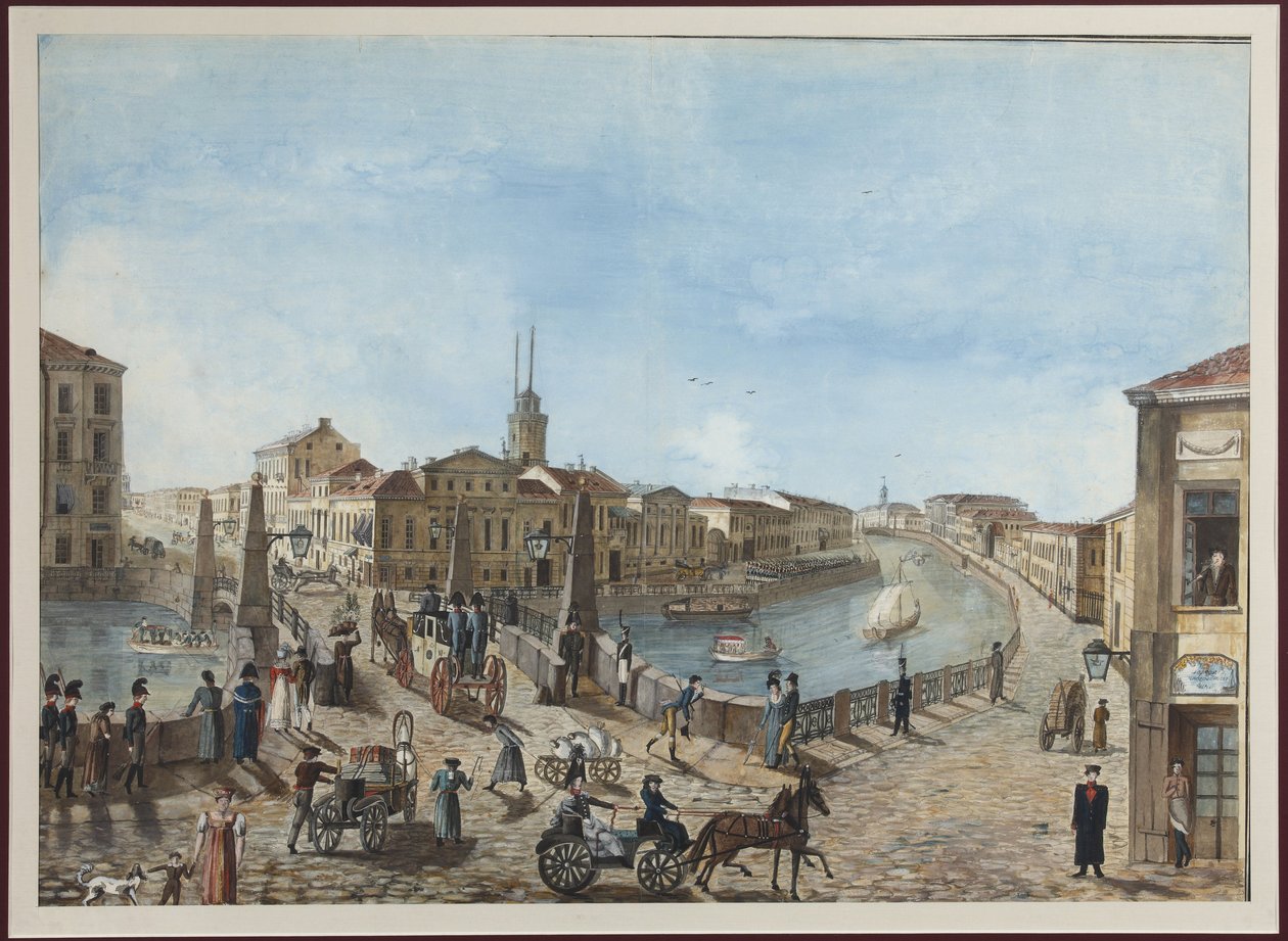 Die Rote Brücke über den Fluss Moika in Sankt Petersburg von Unknown artist