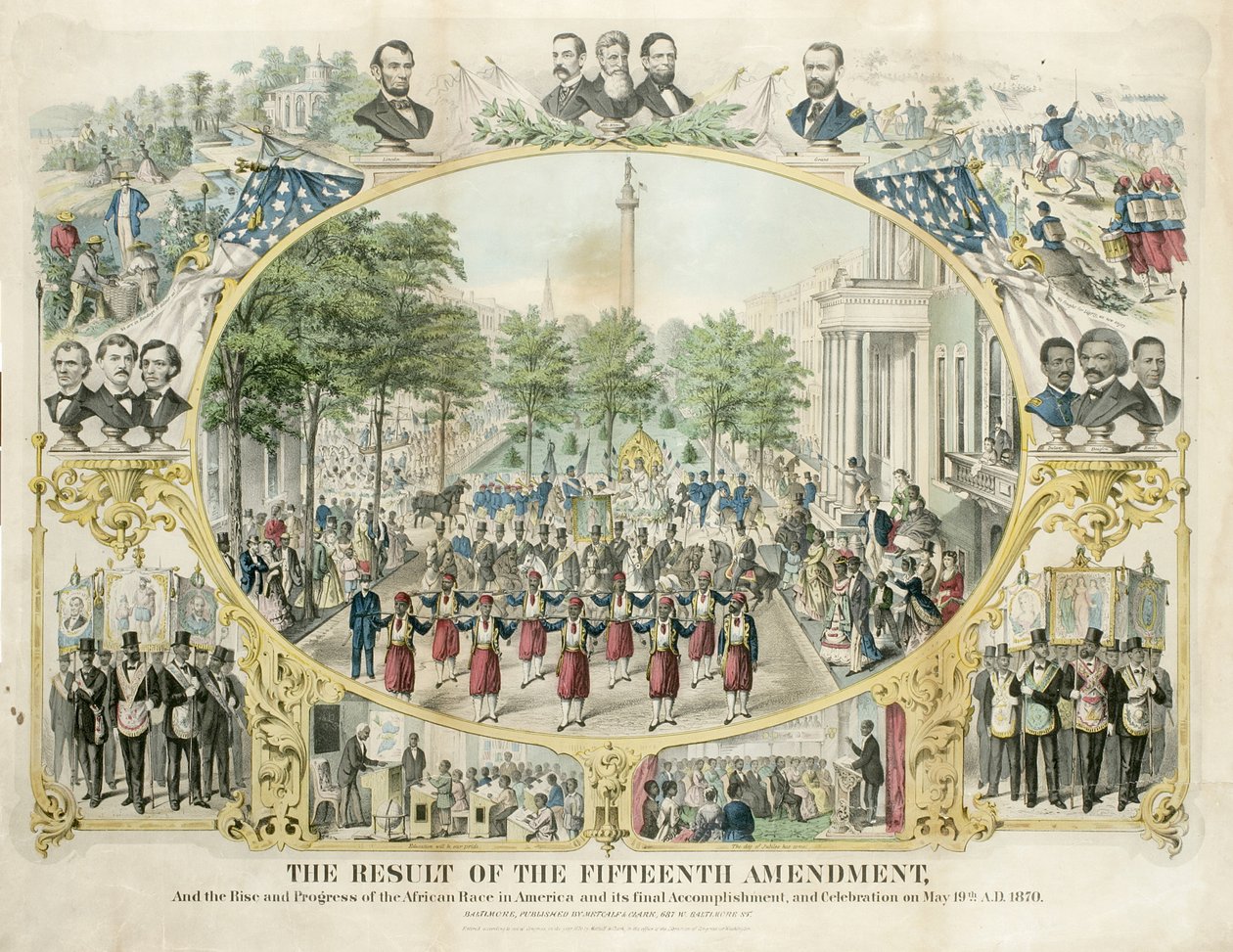 Das Ergebnis des fünfzehnten Zusatzartikels und der Aufstieg und Fortschritt der afrikanischen Rasse in Amerika und deren endgültige Erfüllung und Feier am 19. Mai von Unknown artist