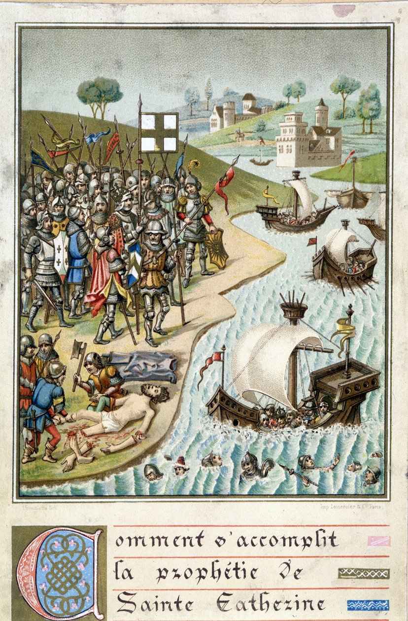 Die Erfüllung der Prophetie der Heiligen Katharina - Gravur des 19. Jahrhunderts von Unknown artist