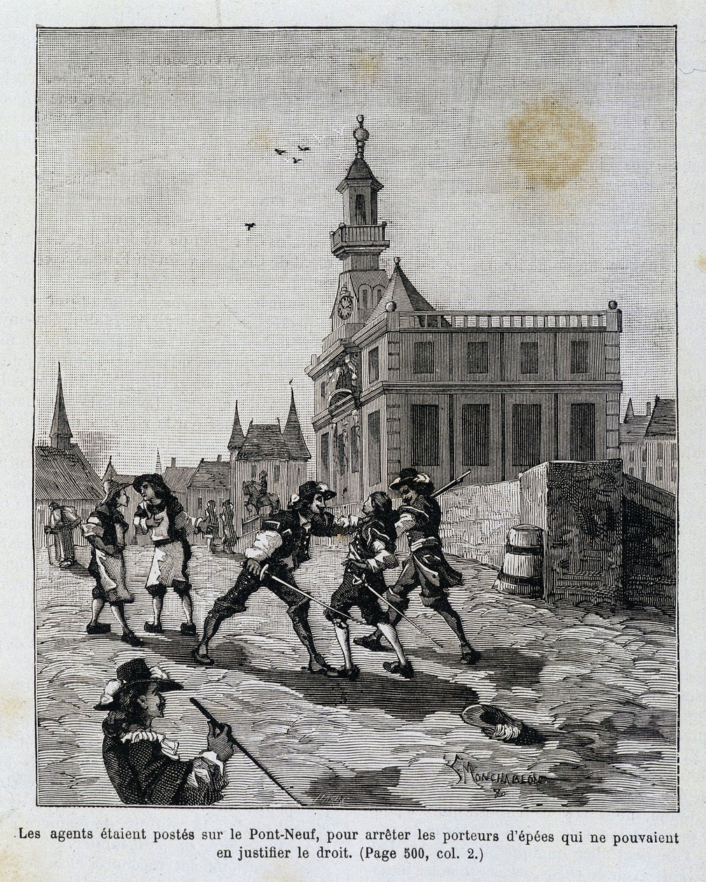 Die Agenten waren auf der Pont Neuf stationiert, um diejenigen aufzuhalten, die ihr Recht nicht nachweisen konnten. von Unknown artist