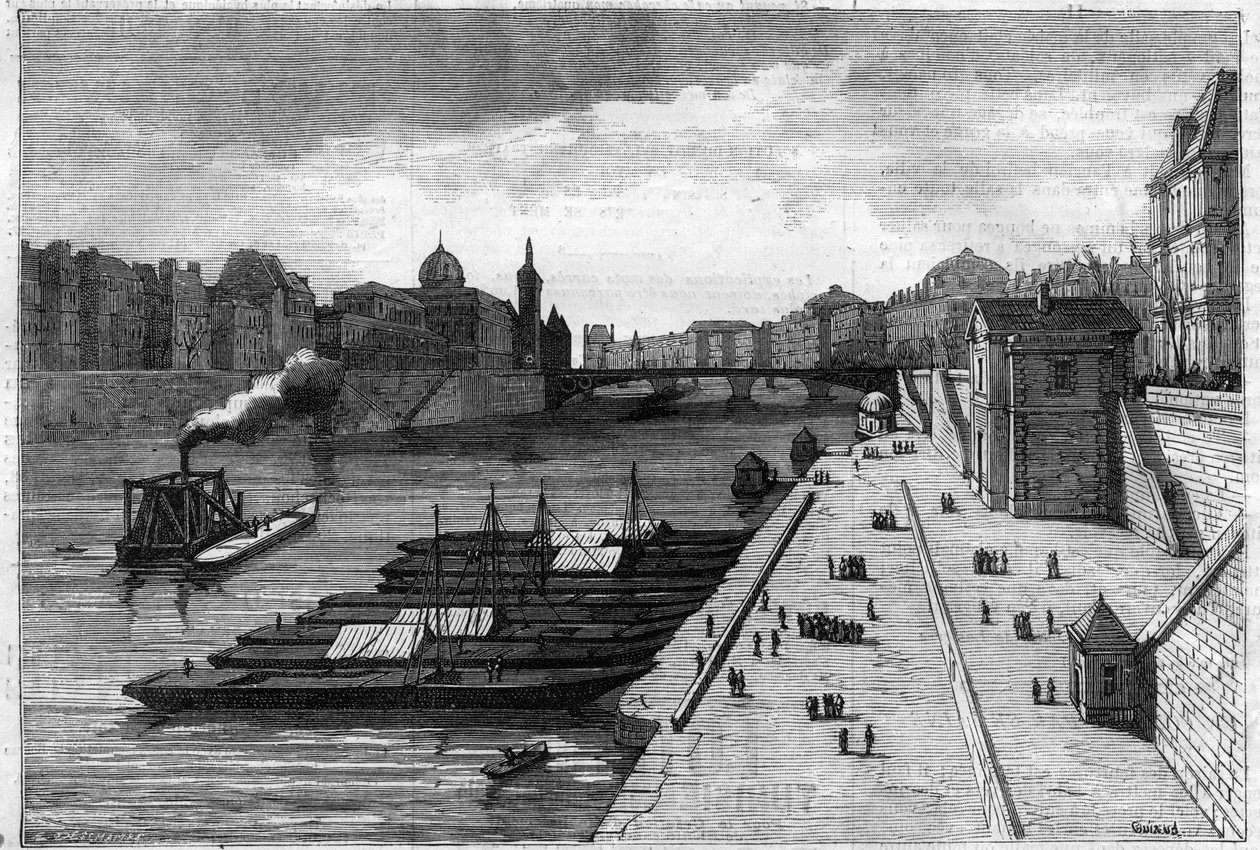 Der Apfelspaziergang am Quai des Hôtel de Ville in Paris im Jahr 1883 von Unknown artist
