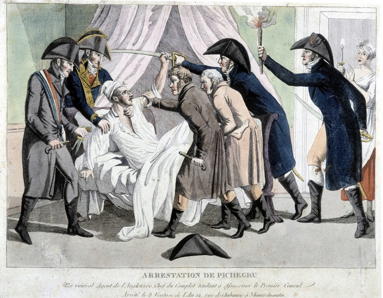 Die Verhaftung von Pichegru - Gravur von Unknown artist