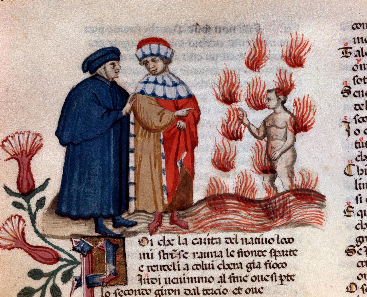 Die Gotteslästerer (Gesang 14 aus der Hölle, in der Göttlichen Komödie) - Miniatur 15. Jahrhundert von Unknown artist