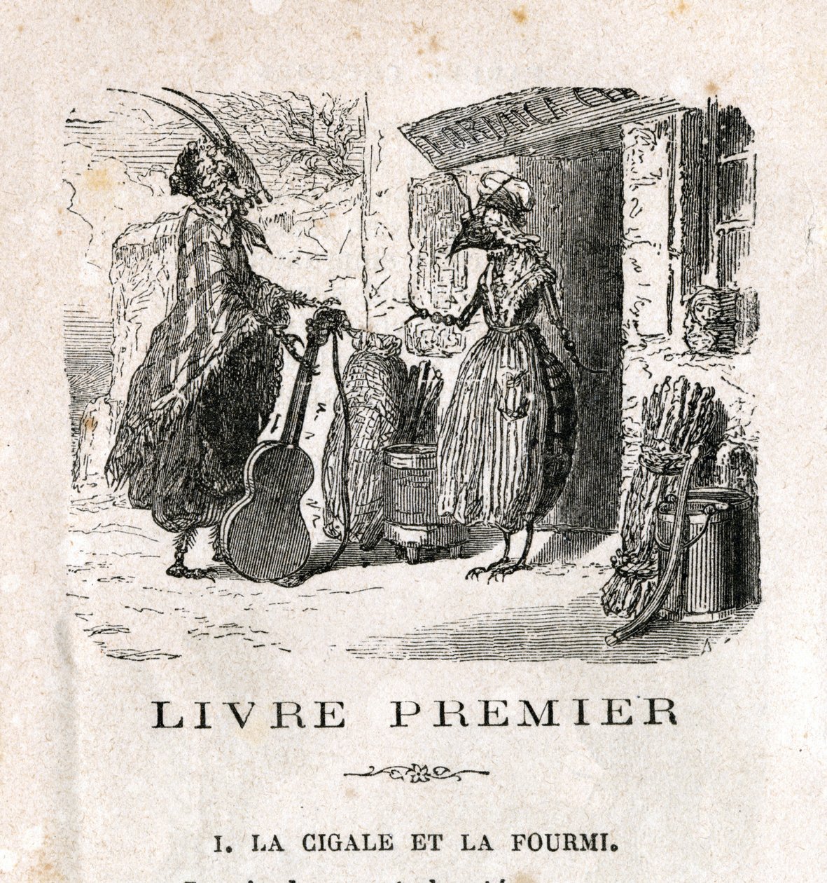 Die Grille und die Ameise. Fabel von La Fontaine von Unknown artist