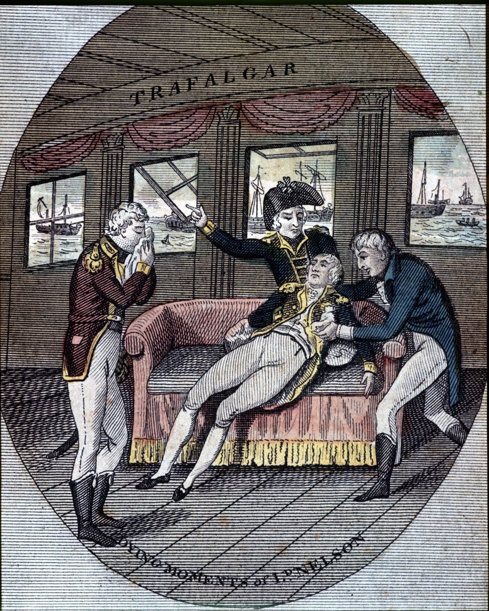 Der Tod von Admiral Nelson in der Schlacht von Trafalgar, an Bord seines Schiffes, der „Victory“ (21. Oktober) von Unknown artist