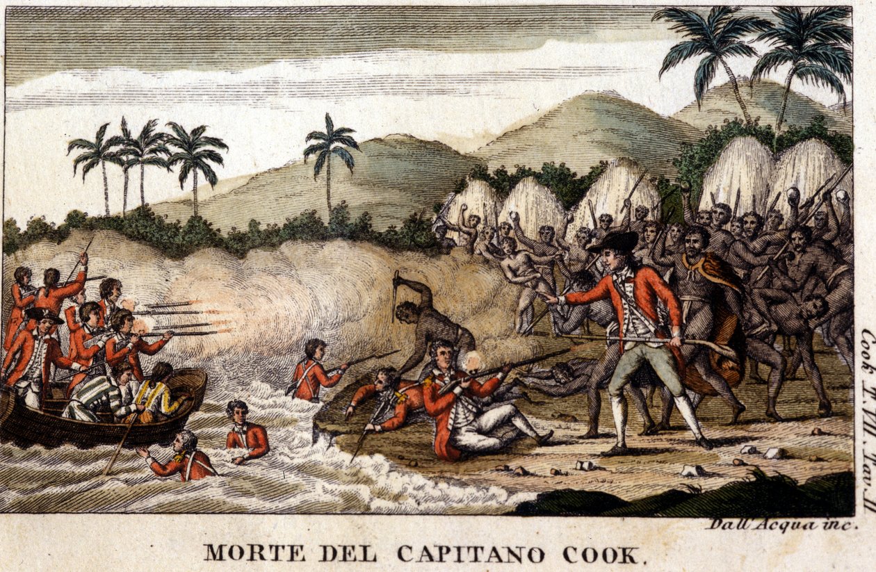Der Tod von Captain Cook nach „Viaggi del Capitano Cook“ Mailand 1820 von Unknown artist