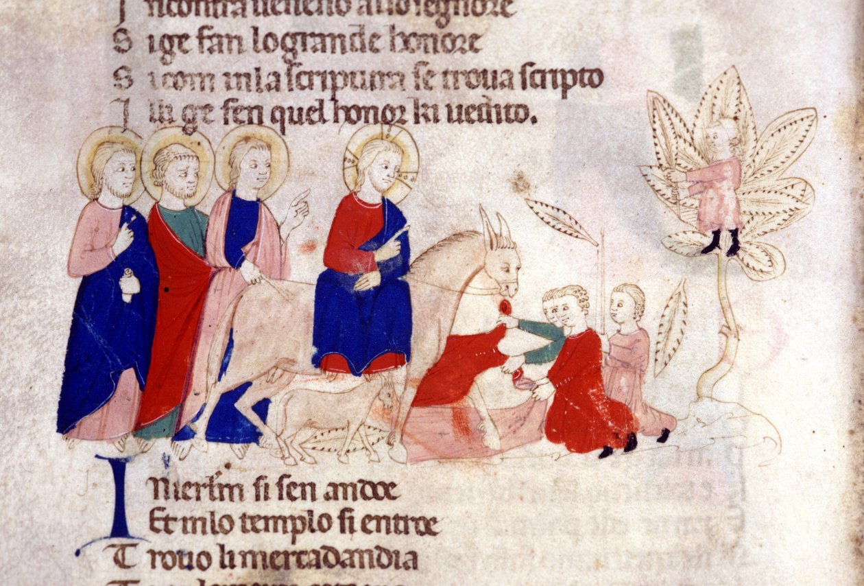 Der Einzug Christi in Jerusalem. Miniatur aus dem 14. Jahrhundert von Unknown artist