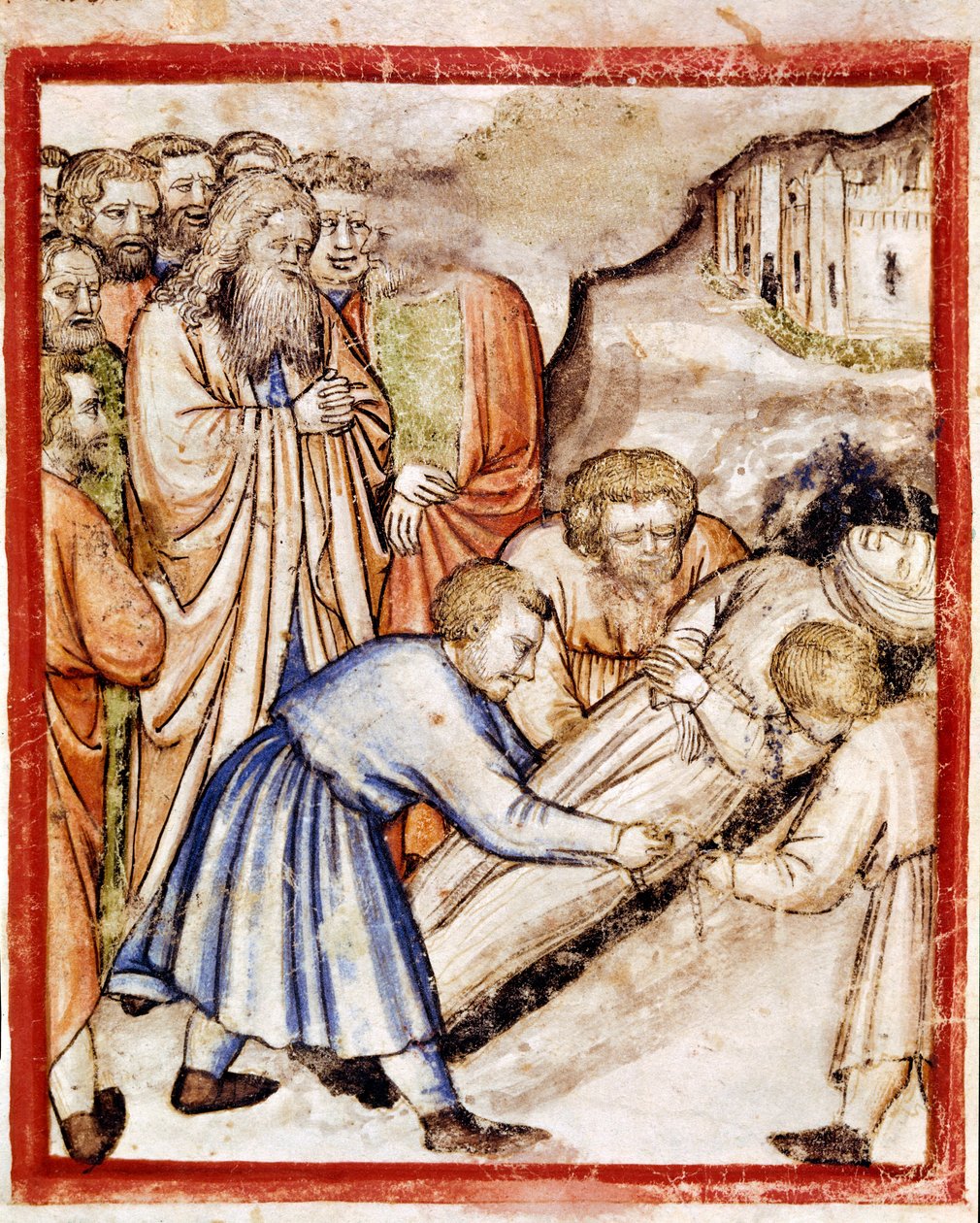 Das Begräbnis von Sarah. Miniatur aus Codex 212 (oder Padovano Codice oder Bibel von Padua) 1390-1400 Rovigo, Accademia dei Concordi von Unknown artist